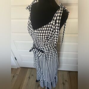 J. Crew Gingham Button-Front with Ruffle Hem Midi Dress Sz 4